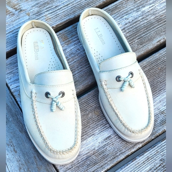 Vintage LL Bean Soft Leather Slip On Loafer Boatshoe - Picture 1 of 12